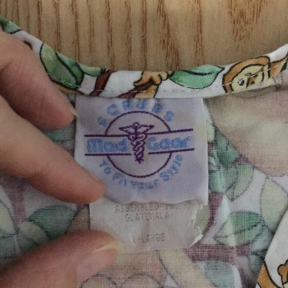 Monkey Print Scrub Top 2 Pockets Stretchy Soft XL - Picture 4 of 6